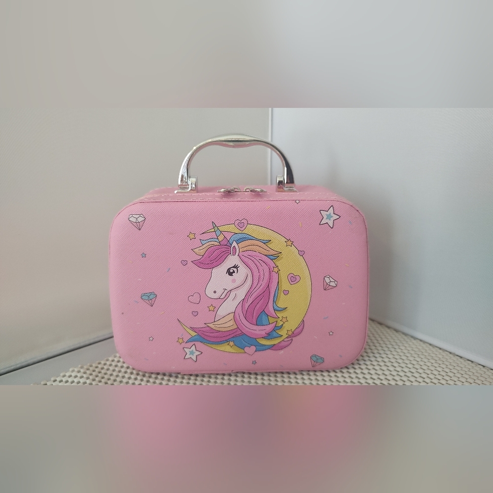 Pink UNICORN Printed Travel Vanity Case